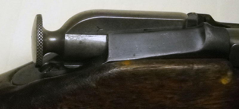detail shot, Mosin-Nagant M44 cocking piece, striker cocked